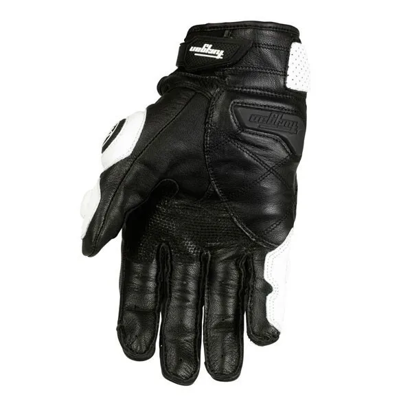 Gants de moto en cuir de vachette Smile Tech pour hommes et femmes, gants de conduite 4 saisons, noir et blanc, course isotHurbike, chevalier de vélo de course 5