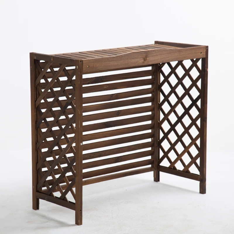 

Decorate Hundred Leaf Preservation Wood Air Conditioner Outer Casing Outdoors Woodiness Grid Shelf Air Machine Flower Rack