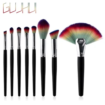 

8 Pcs Fan-Shaped Beauty Makeup Brushes Set Advanced 4 Color Synthetic Hair Wooden Handle Brush Beauty Cosmetic Set Tools