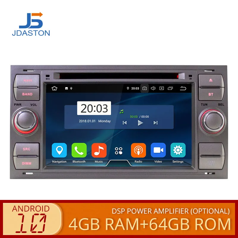 US $212.12 JDASTON Android 100 Car Multimedia Player For Ford FOCUS MONDEO SMAX CMAX Kuga GPS Navigation Radio Stereo DVD CD WIFI 4G64G