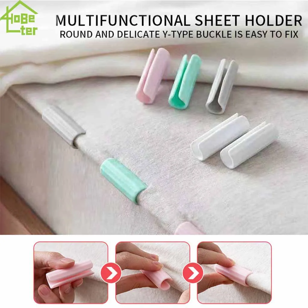 12pcs Bed Sheet Holder Clips Plastic Bed Sheet Clips No-slip Bed Sheet  Fastener Household Sheet Fixing Clamp Keeping Your Sheets On Your Mattress  No E