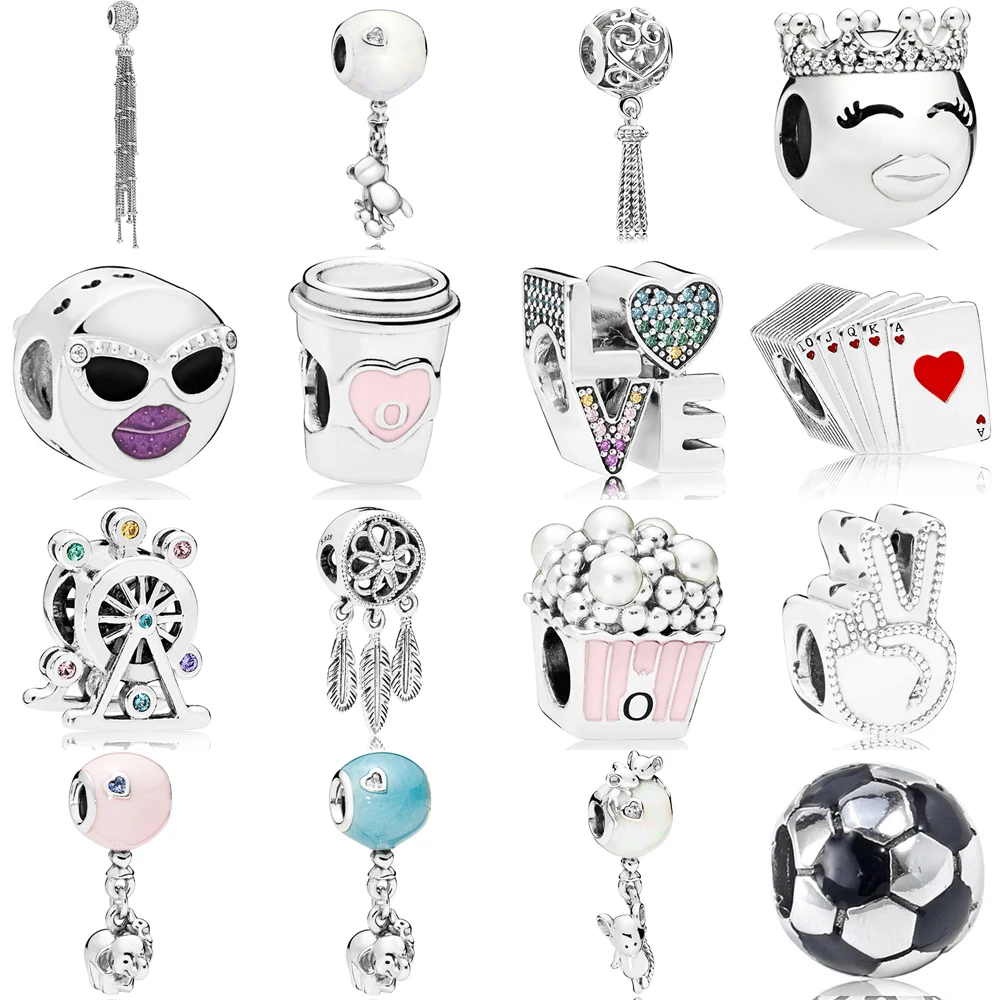 2018 NEW 100% Real 925 Sterling Silver Face Playing Cards Charms Beads Clear CZ Fit Brand Bracelet Original Jewelry Gift | Украшения и