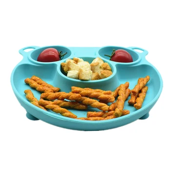 

2019 Silicone baby bowl meal Mickey plate with lid silicone suction device pad non-slip baby board suitable for most high chair