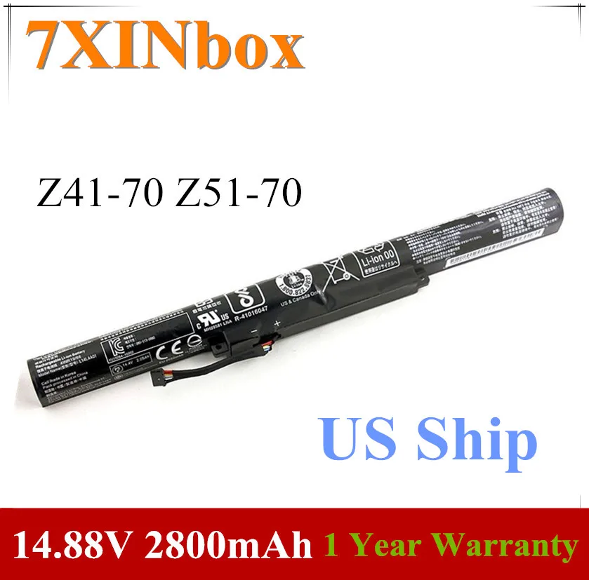7XINbox 14,88 V 2800 мА/ч, L14S4A01 L14L4E01 L14M4A01 L14M4E01 ноутбук аккумулятор для Lenovo IdeaPad Z41 Z51 Z41-70 Z51-70 V4000 Y50C