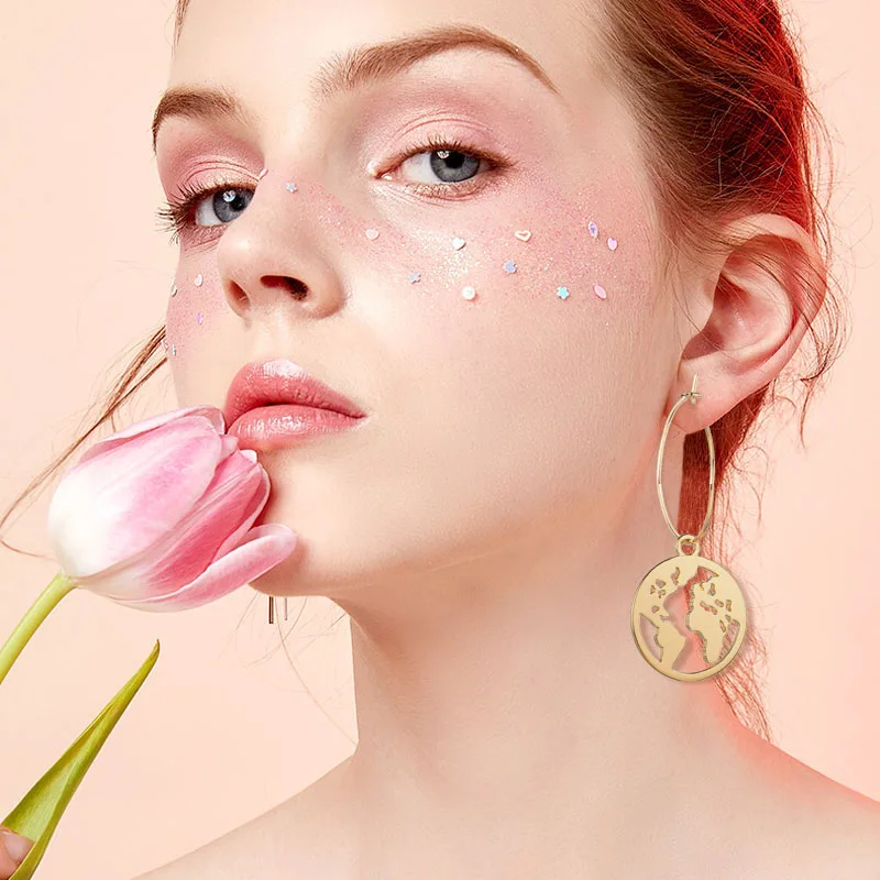 Винтажные женские серьги с изображением карты мира оригами геометрическое