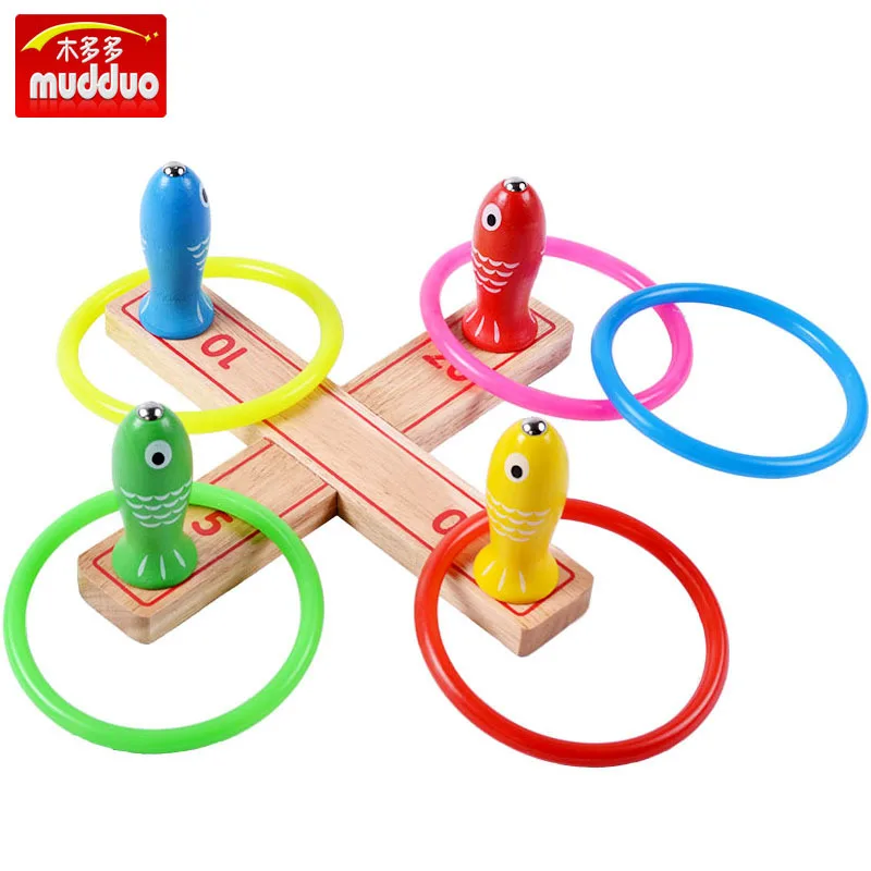 Деревянные игрушки Магнитная рыбалка Ringtoss Детская образовательная функция два в одном рыбалка игра