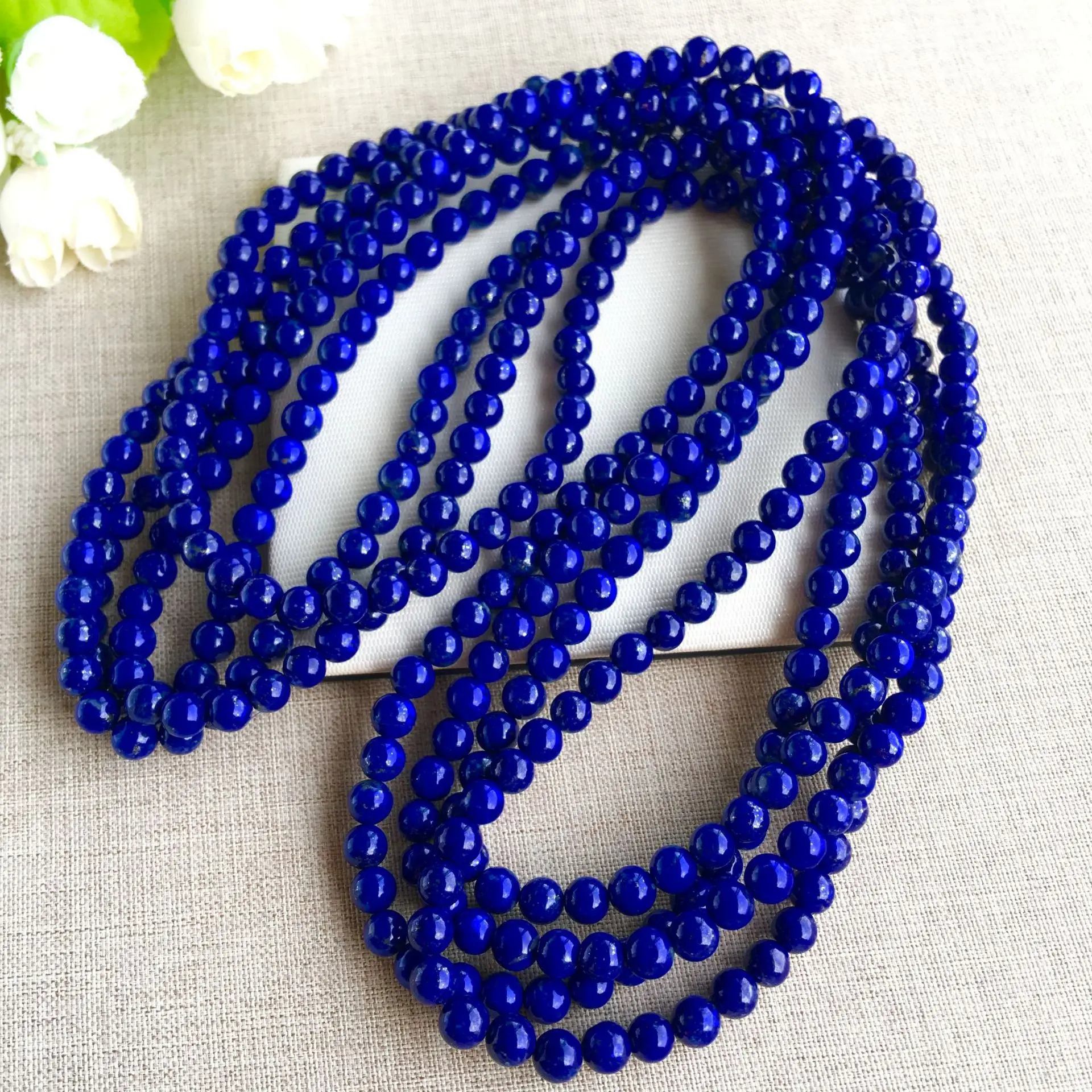 

Accessories Entirely Natural Lapis Lazuli Three-loop Bracelets Less White Gold Color Gorgeous Real Object Photo Shoot