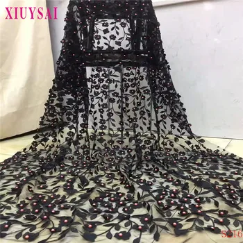 

French Nigerian Lace Fabrics African Lace Fabric 2020 High Quality Lace with Beaded,African Lace Fabric for Wedding Dress S216