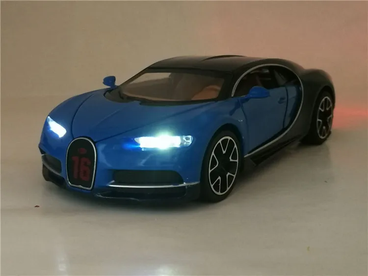Jianyuan коробка сплава Модель автомобиля Bugatti чугун имитирующая игрушка 1:32 звук и свет ВОИН автомобиль игрушка