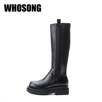 

New Autumn Women Shoes Woman Knee High Boots Ladies Soft Motorcycle Boots Female Black Brand Boots Girls Fashion Crystal Botas
