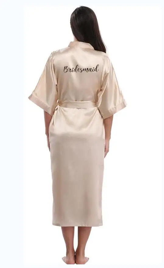 Bride Robes Silk Robe champagne gold robe bride satin kimono robe women wedding sister of the bride printing bridesmaid bridal party robes
