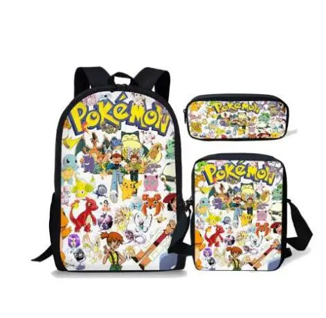Бренд 3 шт./компл. Pokemon Haunter Иви футболки с изображением героев из мультфильма «Покемоны» рюкзак для мальчиков и девочек с рисунком Пикачу для школьников Дети школьный рюкзак - Цвет: picture color