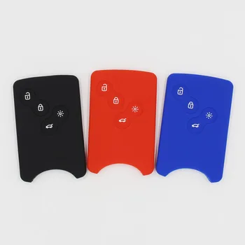 

KAPU car key cover in car key Renault 4 buttons Clio Logan Megane 2 3 Koleos silicone car key cover case
