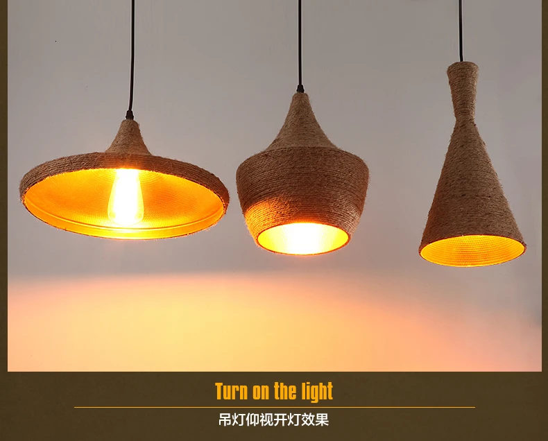 Веревка Винтаж Открытый Подвесные Светильники Лофт avize Nordic hanglamp Ресторан Кухня свет подвеска светильника дома Промышленное освещение