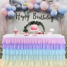 TPFOCUS 5 слоев волнистые сплайсированные шифоновая юбка для стола для свадьбы, дня рождения, украшения