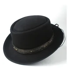 Мужская и женская шляпа со свининой, плоская повседневная шляпа, шляпа для церкви, джаза, шерстяная плоская фетровая шляпа в стиле джаз, шляпа-чародей, размер 58 см
