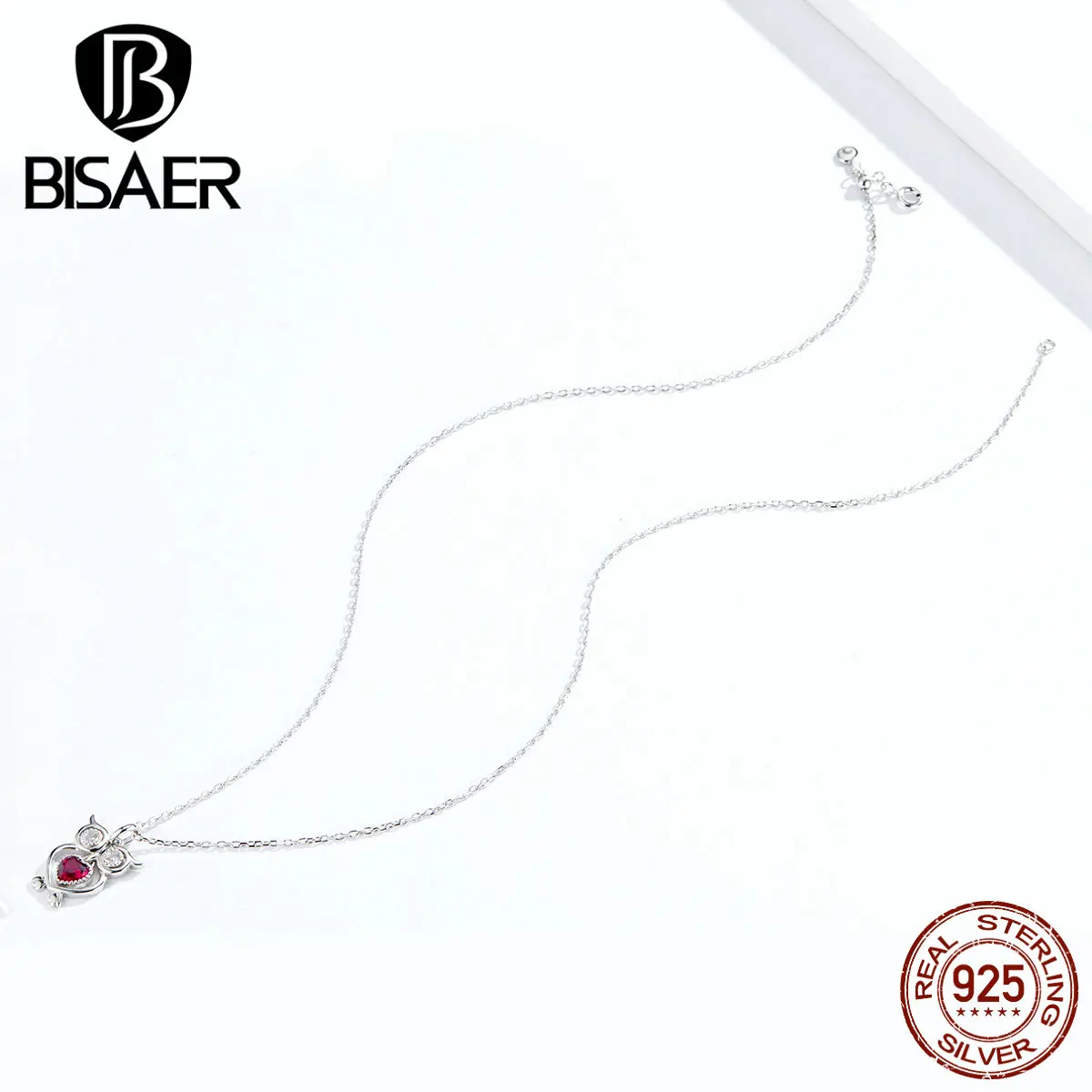 BISAER 925 пробы Серебряное винтажное ожерелье с подвеской в виде совы с CZ регулируемой летней коллекцией ювелирные изделия в виде животных ожерелье HVN110