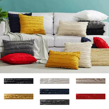 

45cmx45cm 2Pcs Velvet Black Cushion Covers Soft Decorative Square Throw Pillow Cases Stripe Pillowcase