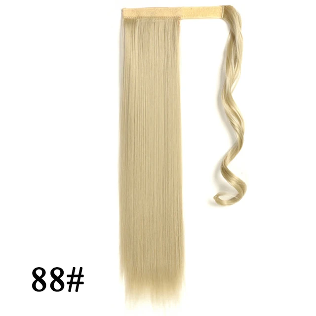 Leeons 20'' Synthetic Ponytail Hair pieces Heat Resistant Fiber Straight Ribbon Clip In Hair Extension 21 colors Brown Black 88