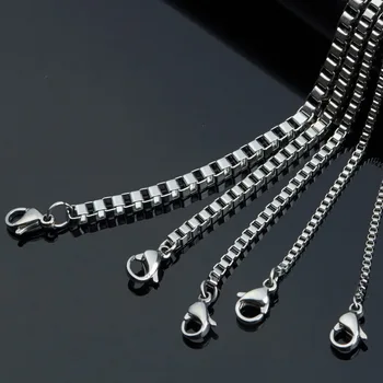 

5pcs simple Stainless steel couple geometric lovers box shape chain necklace men women love personality gift necklace jewelry