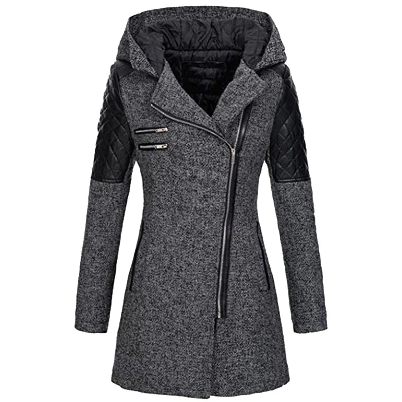 Женская куртка, женская теплая тонкая куртка, толстая парка, пальто, зимняя верхняя одежда, с капюшоном, на молнии, пальто, Женский пуховик, Женское пальто - Цвет: Gray