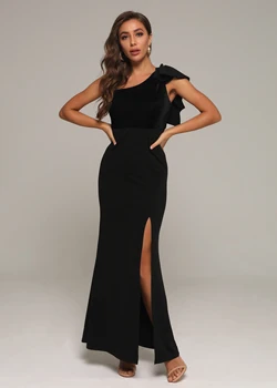 

2020 New Style One-Shoulder Strapless Backless Slit Celebrity Elegant Sexy Women Body Con Evening Party Long Dresses Wholesale