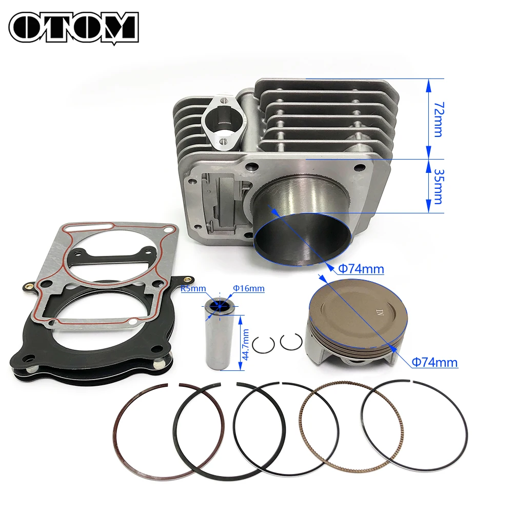 OTOM Motorcycle CPS300 Cylinder Kit NEW 74mm Air-Cooled Cylinder Piston Ring and Gasket For ZONGSHEN CB250-F Engine 250CC 300CC