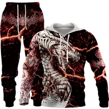 

Dragon Tattoo 3D Printed Men Zipper Hoodies/Sweatshirt/Pants 2pc Set Unisex Streetwear Hoodie Suit Male Casual Jacket Tracksuits