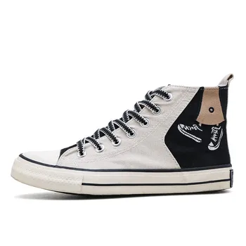

Men's Vulcanize Shoes totem printing Lace-up High help flat Shoes Fashion jogging Sneakers Breathable High help Canvas Shoes 927