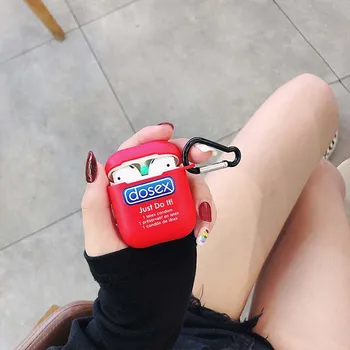 

Funny Dosex Condom Matte Soft TPU Headphone Cases For Apple Airpods 1 2 Interesting Earphones Protection Cover Skin Accessories