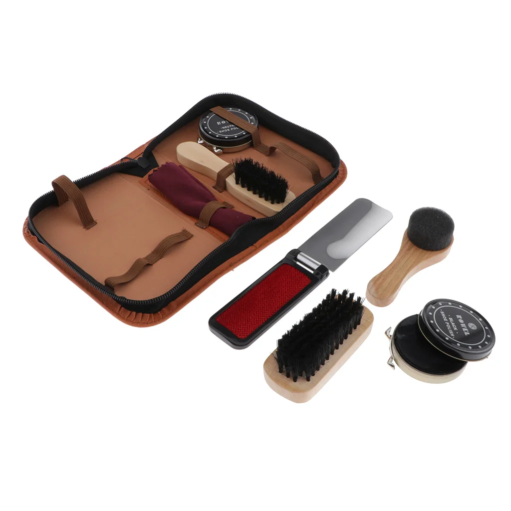 Shoe Shine Care Kit Shoe Polish Brush Set for Leather Shoe Boot Daily Care