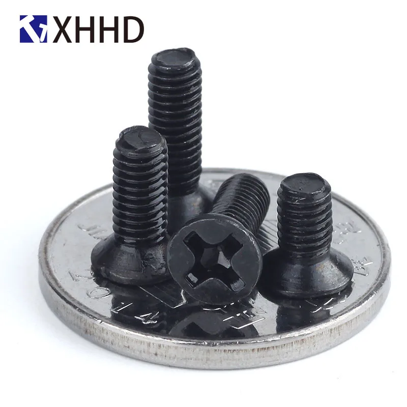 

M1 M1.2 M1.4 M1.6 M1.7 Steel Phillips Cross Recessed Flat Head Machine Screw Metric Thread Countersunk Bolt Black Iron