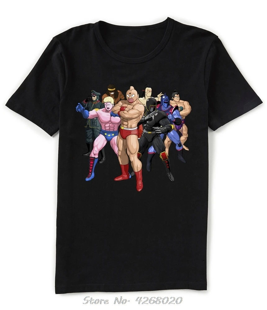 Футболка Kinnikuman мужская хлопковая черная с принтом терримана Ra героями аниме Harajuku