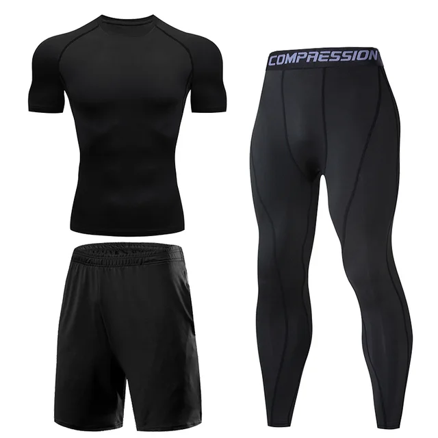 Dry Fit Men's Training Sportswear Set Gym Fitness Compression Sport Suit Jogging Tight Sports Wear Clothes 4XL5XL Oversized Male 20-3pcs per set