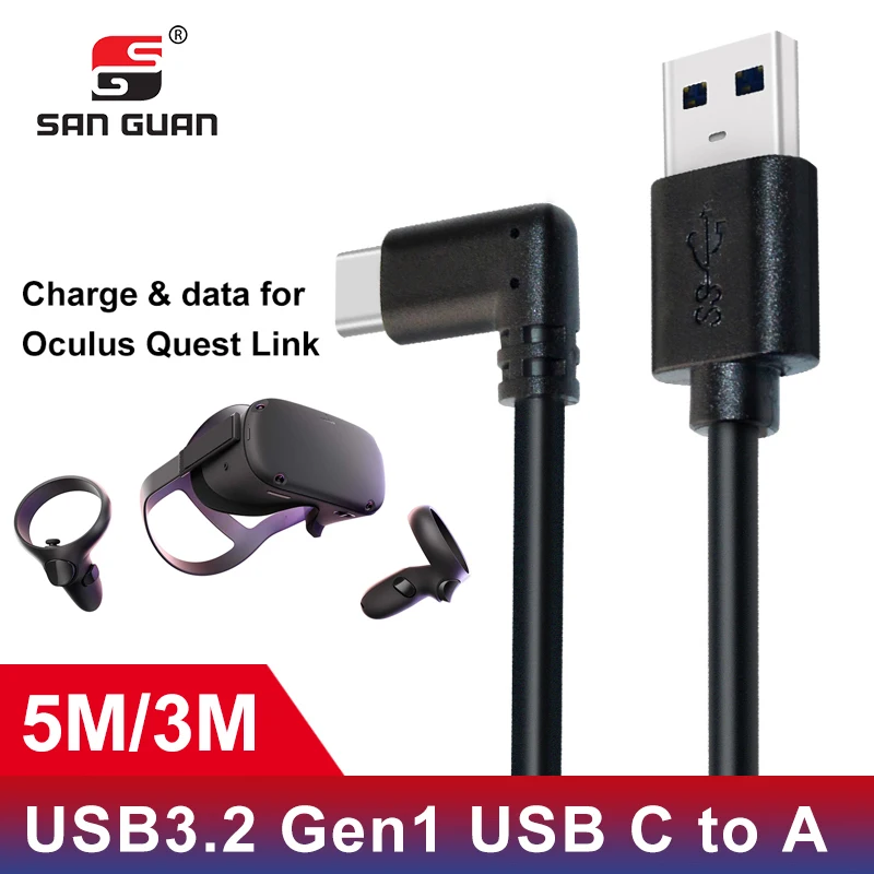 Oculus вопросы 2 звена 5 м VR rift кабель USB C 3 0 Для 1 для зарядки данных 90 градусов угол