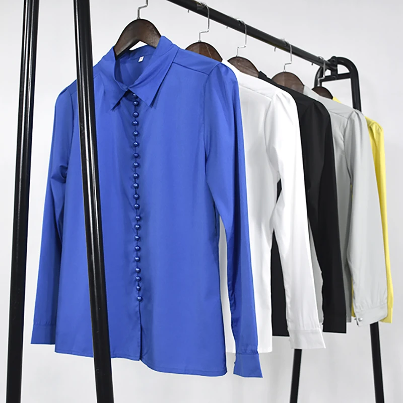CROPKOP Fashion Casual Solid Color ladies office Tops Sexy Buttons Long sleeve Blouse 2019 new Spring Women Chiffon white Shirt CROPKOP Fashion Casual Solid Color ladies office Tops Sexy Buttons Long sleeve Blouse 2019 new Spring Women Chiffon white Shirt