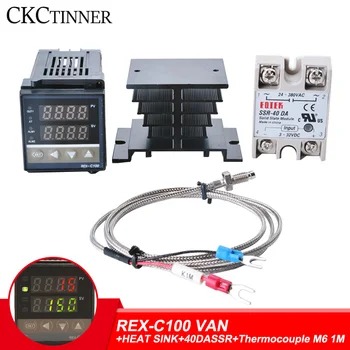 

REX-C100 Digital RKC PID Thermostat Temperature Controller digital REX-C100/ 40A SSR Relay/K Thermocouple Probe/heat sink
