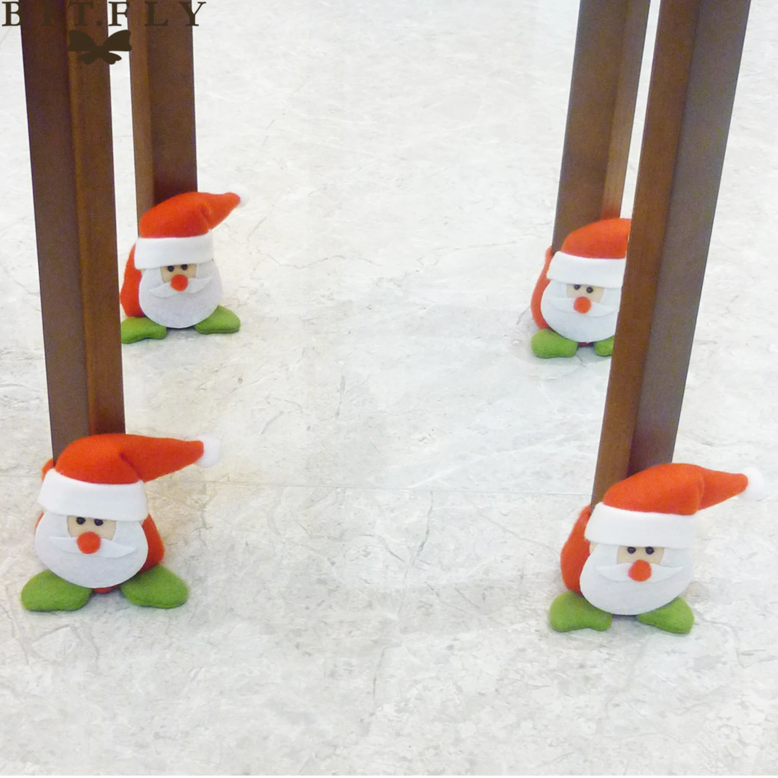 

BITFLY 4pcs/lot Christmas Chair Leg Cover Table Leg Chair Foot Covers Christmas Table Decoration Santa Claus Snowman Chair Cover