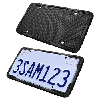 

2pcs US Car Silicone License Plate Frame Drainage Hole Strong Flexibility Licenses Plates Exterior Accessories