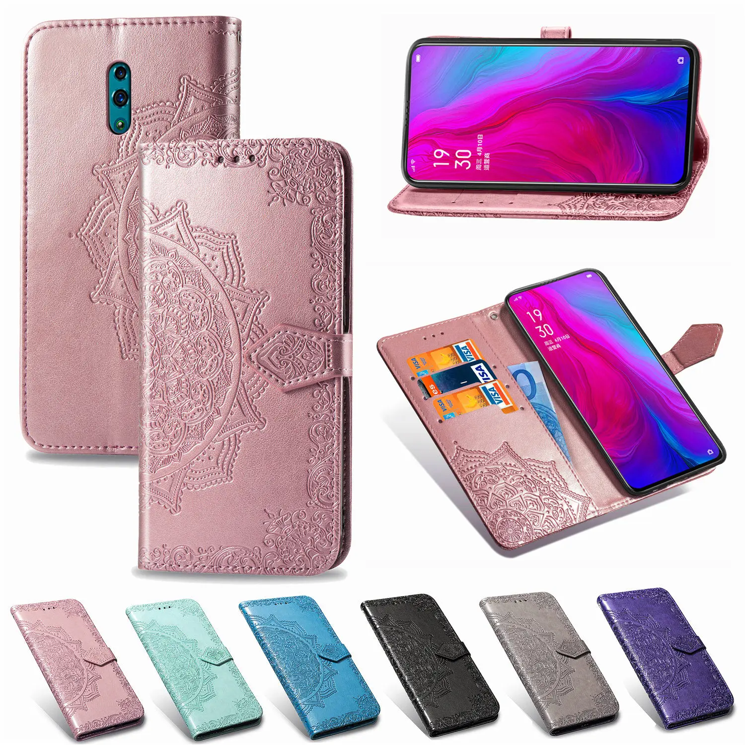 

PU Leather Flip Wallet Cover Case For Oppo A1 A3s A5 AX5 A7 A9 A73 A83 F5 F7 F9 F11 Pro R7 R15 Neo R15x R17 K1 Reno Realme 3 Pro