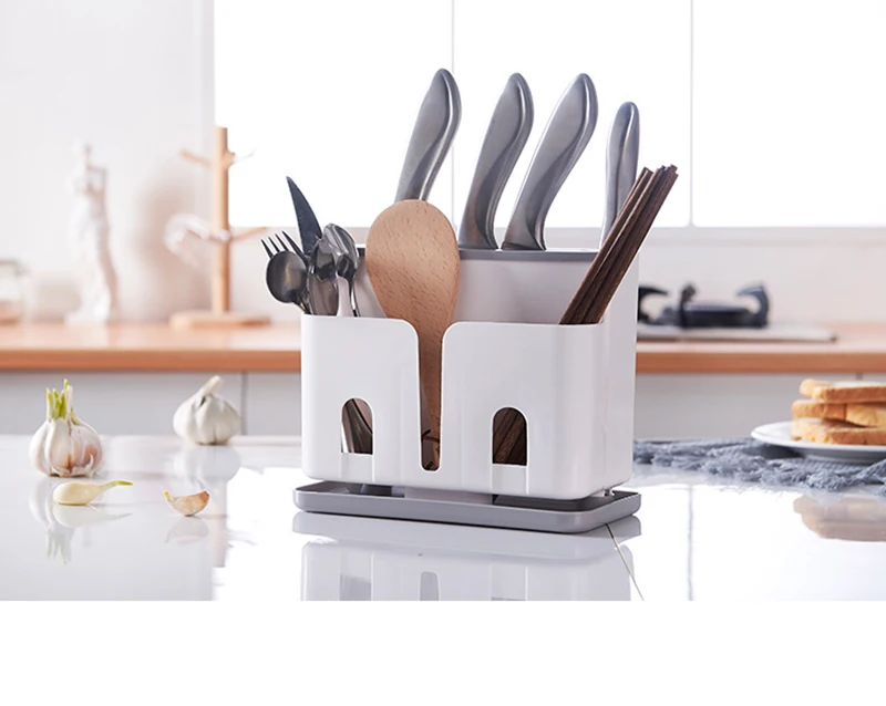 Multifunctional floor knife holder Kitchen supplies chopsticks cage rice spoon tableware storage plastic rack14