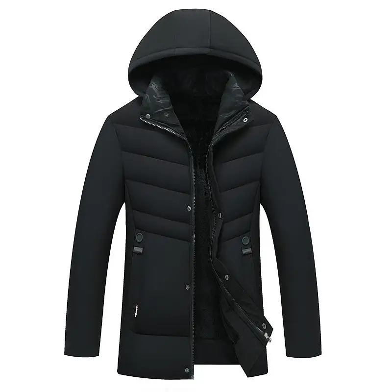 Мужская зимняя куртка с хлопковой подкладкой для отца среднего возраста, мужская зимняя куртка, бархатное Стеганое пальто для мужчин среднего возраста - Цвет: 1