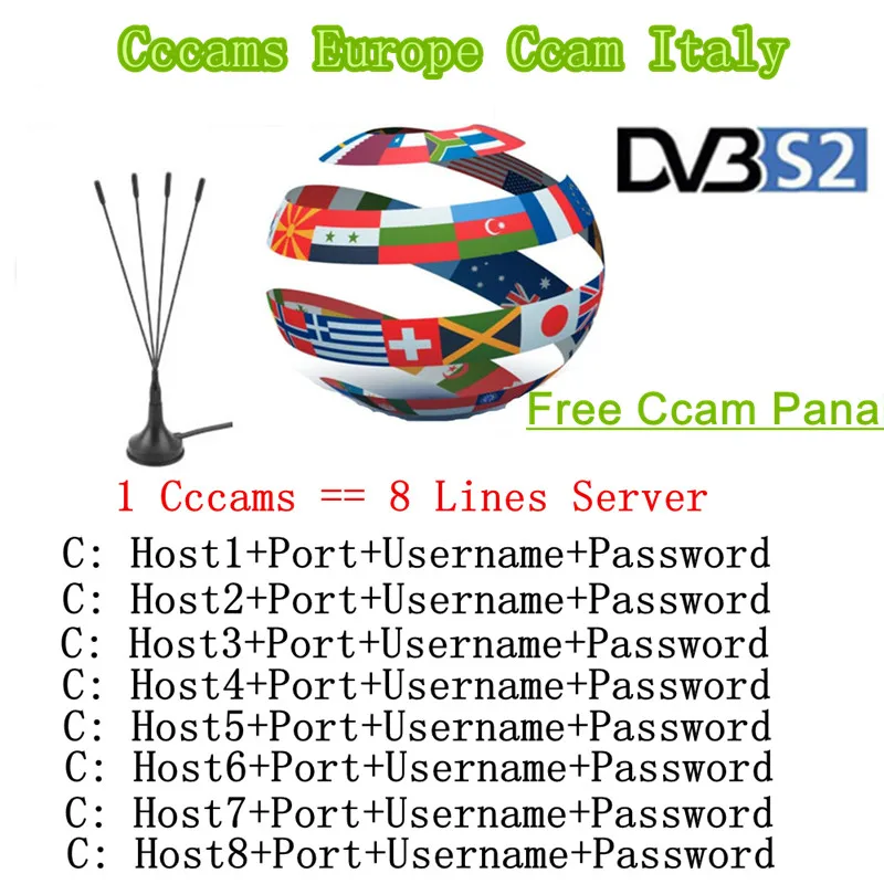 8 Lines HD Cccam Italy Cccams Cline 1 Year For Europe Portugal Germany Poland DVB S S2 Satellite Receiver Free Shipping cccam Panel