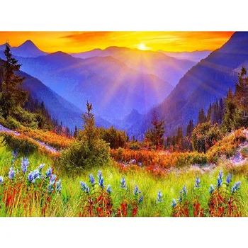 

DIY 5D diamond painting Rizhao Dashan viewing round diamond mosaic home decoration embroidery pattern
