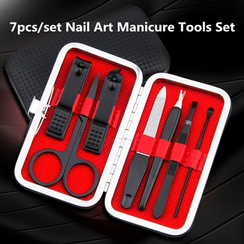 

7pcs/set Stainless Steel Nail Art Manicure Tools Set Nails Clipper Scissors Tweezer Knife Manicure Kit Nail Manicure G0929