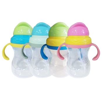 

2019 Kids Baby Leakproof Feeding Bottles Training Drinking Straw Bottle Kids Silica Gel Handle Sippy Cup