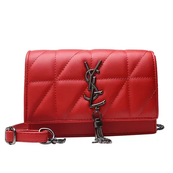 

2020 new fashion embroidery thread diamond small square bag Korean fashion tassel shoulder chain crossbody bag