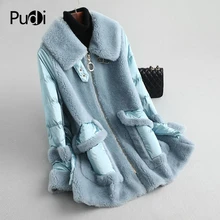 PUDI, Женское зимнее пальто из шерсти, стрижка из полиэстера, короткое пальто из натурального меха, теплая куртка, шуба для девочки, Женская куртка, пальто A59213