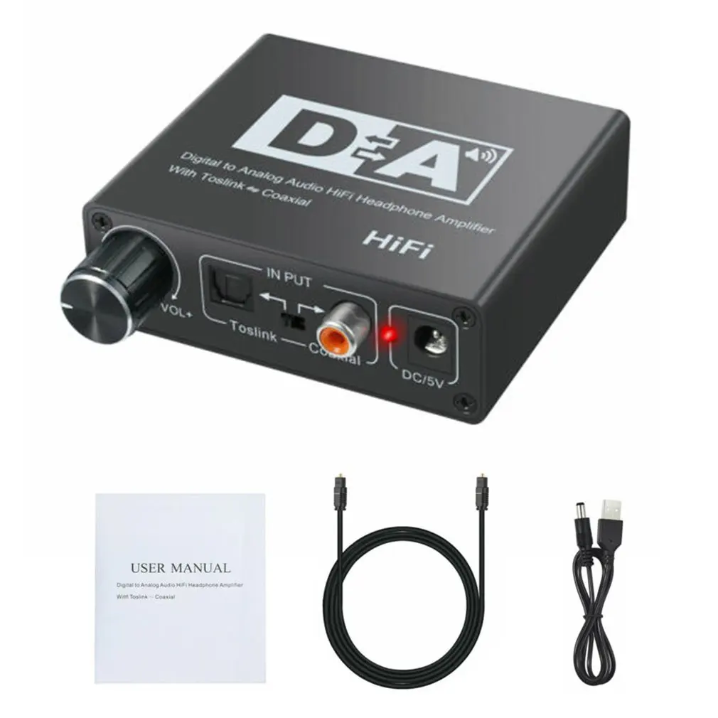 

Digital to Analog Audio HiFi Digital Optical Coaxial to TosLink Analog LR RCA 3.5mm Jack Converter With Receiver Volume Control