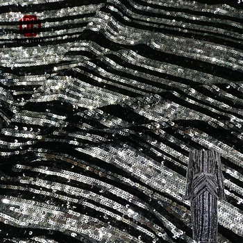 

New Europe european luxury Latest sequins beads embroidery lace fabric Top grade wedding gown dress lace fabric off embroidery